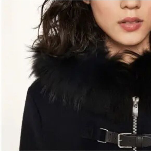 Womens Maje Grafy navy parka style coat size 40 - Picture 3 of 11